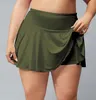 Ll feminino esporte plus size saias de yoga correndo shorts cor sólida plissado tênis golfe saia anti exposição fitness saia curta ll834