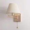 Duvar lambaları Modern Salıncak lambası Esnek Altın Sconce Retractable Okuma Işığı Yatak Odası Başucudaki Çekme Zinciri Anahtarı