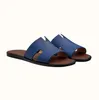 Verão Luxo Izmir Sandals Calfskin Slippers masculinos Slippers de praia Caixa original dos garotos