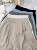 Spodnie damskie Capris Yitimoky High Tartle Suits Szerokie nogi dla kobiet eleganckie biuro francuski styl pełna długość 2 przyciski proste spodni 230310