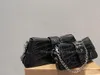Sac à main Baguette classique Premium sous les bras, sac à bandoulière, sac à chaîne, sac de luxe pour femme, rose/noir, 2 tailles disponibles