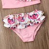 Traje de baño de una pieza de 3 piezas para niñas, traje de baño de verano para niños, conjunto de Bikini para niñas, ropa de playa para niños, traje de baño, diadema, Bikini para niños, traje de baño W0310