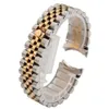 Titta på band 316L Silver 2 Tone Gold Solid Curve End Jubilee Band Rand Armband Fit For214U