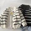 Cardigan tiener Kinderkleding Leer Spring herfst jongens meisjes gestreepte baby truien jas casual eenvoudige gebreide trui 230310