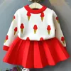 Clothing Sets Baby Girls Princess Sweater Jacket Coat Skirt Set Toddler Kids Knitted Clothes Children Suits For 1-4 Years Wear