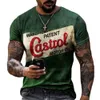 Mens Tshirts Vintage Castrol T для мужчин 3D масляный принт с коротким рукавом Tops Street Crew Sect Tshirts негабаритная футболка