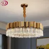 Ljuskronor Youlaike Modern Crystal Chandelier för vardagsrum Borstat guldcirkel design Ljus fixtur matdekor led cristal lampa