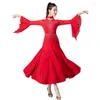 Scen Wear Standard Ballroom Dance Dresses Mandarin Sleeve Flamenco Dancing Kirt Crystal Design Tango Waltz Dress 9019