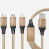 Kable telefoniczne 2,4a Szybka 3 w 1 nylonowe pleciony kabel ładujący mikro USB Type-C dla Samsung Android ładowarki