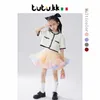 Skirts Pop Pink Kid UpgradeTutu for Girls with Gold Glitter Stars Fluffy Tulle Children Princess Child Clothes Pixie 230310