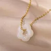 Pendant Necklaces Natural Stones For Women Stainless Steel Gold Color Chain Hetian Jade Wedding Christmas Jewelry Gift