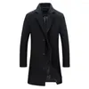 Men's Trench Coats Polyester Reliable Slim Single Breasted Men Coat Soft Outerwear Eye-catching For Daily