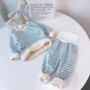 Pyjamas Winter Baby Pyjamas Underwear Set Warm Children's Clothing Set High midje Fall Baby Menswear 230331