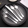 Dinnerware Sets Stainless Steel Cutlery Set Kitchen Tableware Spoon Fork Knife Silver Western 20 Piece Dinner