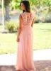 Bridesmaid Dresses Formal O-Neck Gown For Weddings A Line Sleeveless Floor-Length Chiffon Lace Plus Size New Zipper NONE Train