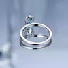 Cluster Rings 925 Sterling Silver 1.7 Lab Grown Aquamarine Gemstone For Women Sparkling Wedding Party Fine Jewelry Gift