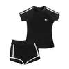 One-Pieces 2021 Zomer Nieuw babymeisje Swimwear Swimpak Korte mouw Swimpak Snel droge sport shorts Twee delige set Kinderen Zwemmen Pak Beach Wear W0310