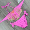 قطعة واحدة 2019 Tassel Bikini for Girls with Pads Bandeau Children Swimwear Kids Two Piece Swimsuit 8-16 Years Swits Suits Pink Teen W0310