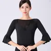 Stage Wear Mesh Ballroom Dance Clothes For Women Latin Practice Black Costume Modern Outfits Tap Dancewear JL1744