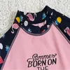 Endelar Yinfenging New Kids Girls Long Sleeve Print Two Piece badkläder baddräkt Holiday Swims Barn Simning Beachwear 2023 W0310