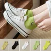 Women Socks Cute Avocado Embroidery Casual Cotton Short Harajuku Funny Fruit Girls Sock Solid Color College Style Sokken