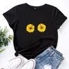 Women's T Shirts Bicycle Printing Women Tshirt Cute Sunflower Wheel Graphic Tee Shirt Femme Short Sleeve Loose White Camiseta Mujer