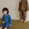 Piżama milancel Kids Pajamas Linen Sutwear i spodnie 2pcs Soft Children Nightgown 230310