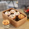 Storage Baskets Hand-Woven Rattan Wicker Basket Seagrass Rectangular Candy Storage Container Picnic Basket Fruit Box Cosmetic Household Tools 230310