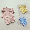 Pigiama per ragazze Pigiama Set 2 pezzi Set di vestiti per dormire a quadri Corea Bambini Homewear Abiti Top a maniche corte e pantaloni Pigiami per bambini 230310