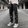 Men's Pants Harajuku Black Jeans Men's Vibe Waxed Casual Trousers Straight Pockets Oversized Pencil Pants Loose Hip Hop Mens Pants 230310