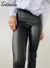 Damen-Leggings, Winterstrumpfhose, Damen-Pu-Leder-Leggings, sexy schlankmachende Stretch-Röhrenhose mit Fleece, dünne schwarze Samt-Thermohose 230310