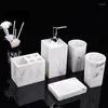 Bath Accessory Set Marble Texture Resin Bathroom Five-piece European Creative Wash Soap Box Toothbrush Holder Lotion Bottle Tray Suppl