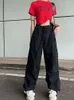 Женские штаны Каприс Хоучжоу хип -хоп ретро зеленые грузовые брюки Женщины y2k Хараджуку Негабаритный Широкие ноги Черные брюки с парашютом женская винтажная уличная одежда 230310