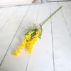 Fleurs décoratives 48 cm Artificielle Jaune Mimosa Jungle Tropicale Plantes Branche Faux Feuilles En Plastique Faux Flocage Bouquet Pour Bureau À Domicile