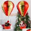 Christmas Decorations Hanging Ornament Air Balloon With Santa Ceiling Pendant Indoor Outdoor Festive Holiday Decor RRA