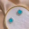 Серьги Серьги люстра Cosya 925 Серебряное небо синее Paraiba 7 7mm Micro-Set High Carbon Diamond Luxury Женская свадьба мелкая