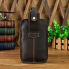 Waist Bags Real Leather men Casual Design Small Cowhide Fashion Hook Bum Belt Pack Cigarette Case 55" Phone Pouch 1609 230310