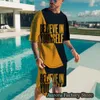 Męskie dresy letni dres Casual stylowy zestaw swetrów 2-częściowy TShirt szorty strój dresy odzież sportowa na świeżym powietrzu Streetwear 230310