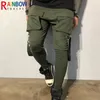 Herrbyxor Rainbowtouches Sportsmän sträcker tights Svett absorberande och andningsbar fitness Casual Multi Pocket Stitching Cargo Pants Mens 230310