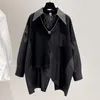 Women's Blouses Asymmetrical White And Black Patchwork Women Shirts Summer 2023 Turn-Down Collar Elegant Office Lady Outwear Coats Tops