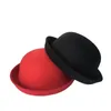 Basker vuxna barns platta topp fedora fast färgimitation ull jazz hatt breda rist damer elegant all-match rund bowler