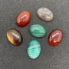Charms naturliga sten olika färger ovala polerade pärlor ring ansikts agat halsband tillbehör par stil tiger öga 13x18mm
