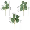 Decoratieve bloemen 5 stks kunstmatige eucalyptus bladeren tak groen eucalipto blad nep plantenbloem voor bruiloft bruid boeket diy feest