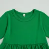 Giyim Setleri Çocuk Bebek Kız Noel Sonbahar Kış Baharı 3pcs Düz Renk Uzun Kollu Fırfırlar Üstler Baskı Pantolon Eşarp 2-7 Yıllık