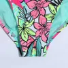 Endelar 4-18 år Flounce Girl Swimsuit Kids Tropical Floral Two Piece Children's Badkläder Virkband Bikini Set Girls Bathing Suits W0310