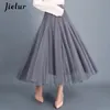 Skirts Jielur Womens Autumn 3 Layers Princess Tulle Mesh Pleated Skirt Saia Female Jupe Summer Tutu Faldas Mujer Moda 230310