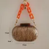 Evening Bags Brown Acrylic Clutches Coffee Egg Shape Women HandBags Luxury Pearlescent Wedding Wallet Prom Party Shoulder Bag Purses 230309