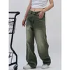 Jeans pour femmes Tawaaiw American Retro Baggy Jeans Femmes Bas Vert Loose Straight Boyfriend Jeans Pour Femmes Unisexe Denim Pantalon Y2k Feminino 230310