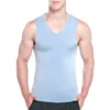 Herrtankstoppar snäva magra män is silk ärmlös elastisk kropp formad väst sport andas fitness muskel träning sommaren