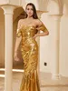 Party Dresses Gold Off Shoulder Sexy Party Evening Cocktail Dress for Women Tube Top Bandage Prom Gown Elegant Formal Vestidos de Fiesta 230310